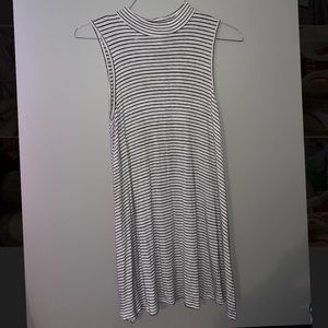 Contempo Casuals Black and Cream striped dress size M